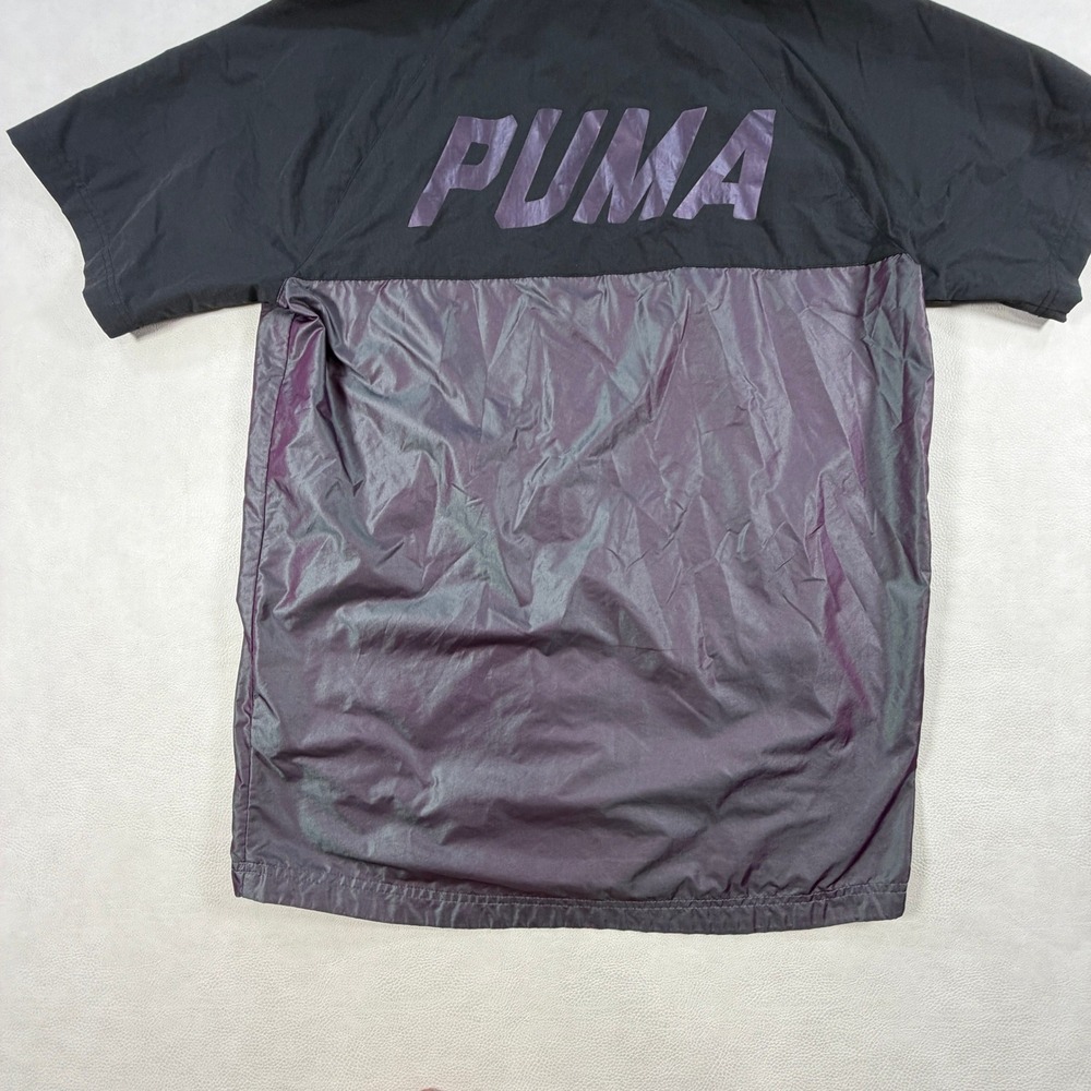Puma Hooded Short Sleeve Reflective Wind Breaker Full Zip Jacket Mens Small - Picture 16 of 16